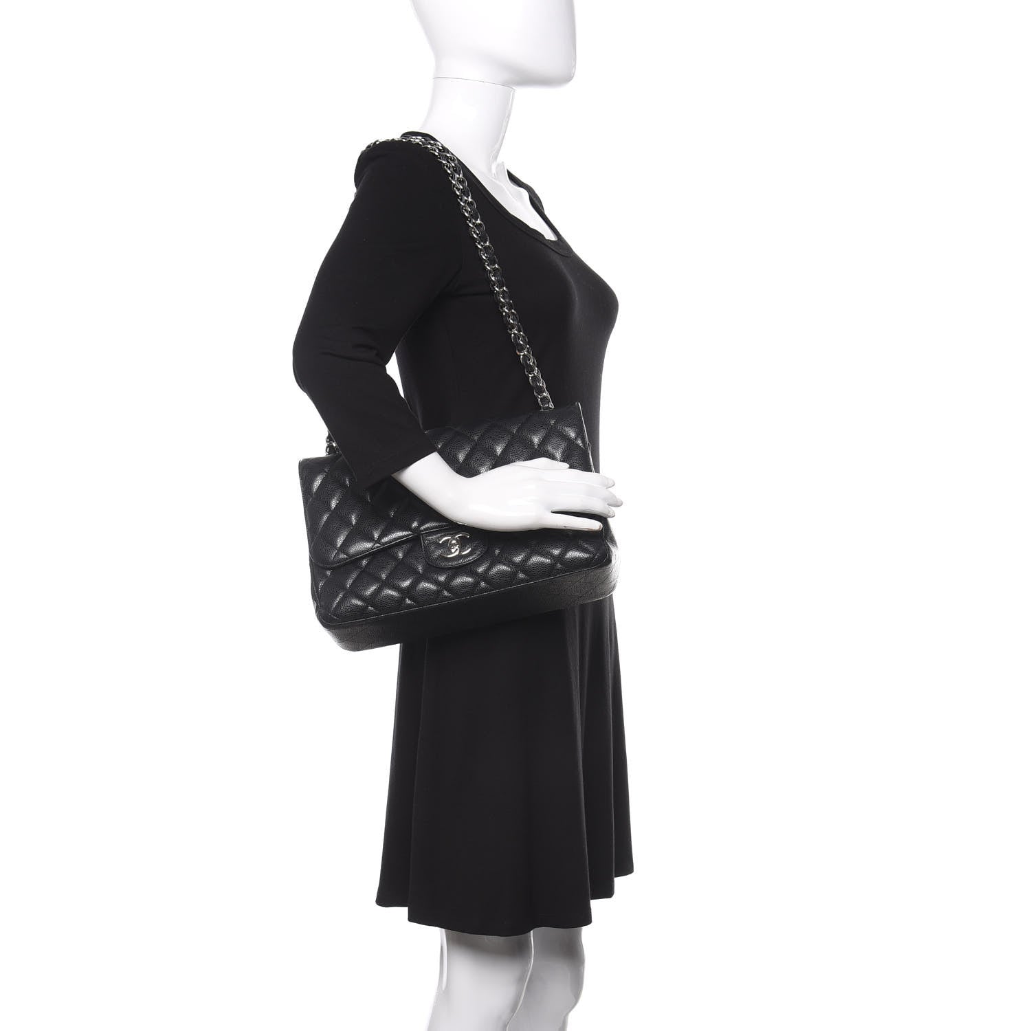 Chanel Caviar Quilted Jumbo Double Flap Black 2 of 12