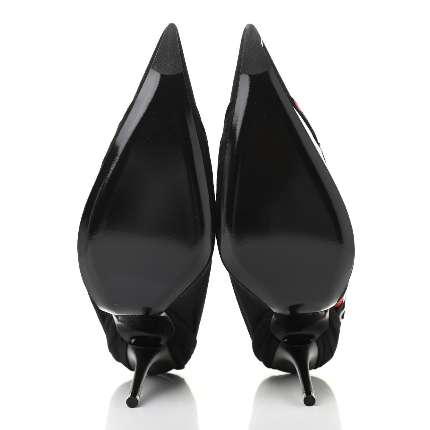 Jersey Crepe Political Campaign Logo Knife 115 Pointed Pumps 39.5 Black White Rouge