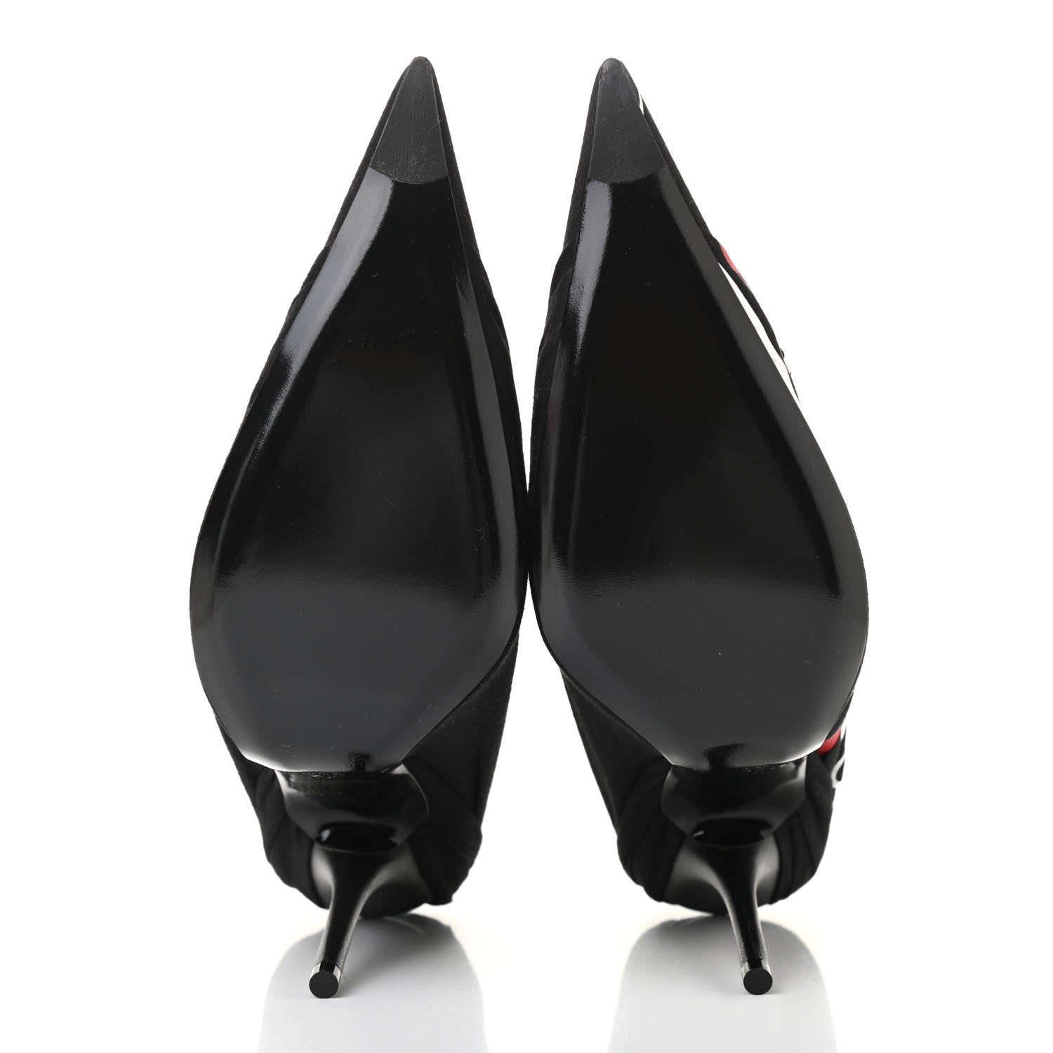 Balenciaga Jersey Crepe Political Campaign Logo Knife 115 Pointed Pumps 39.5 Black White Rouge 5 of 10