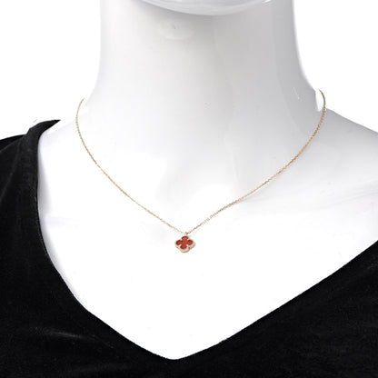 Van Cleef & Arpels 18K Rose Gold Carnelian Sweet Alhambra Pendant Necklace 2 of 7
