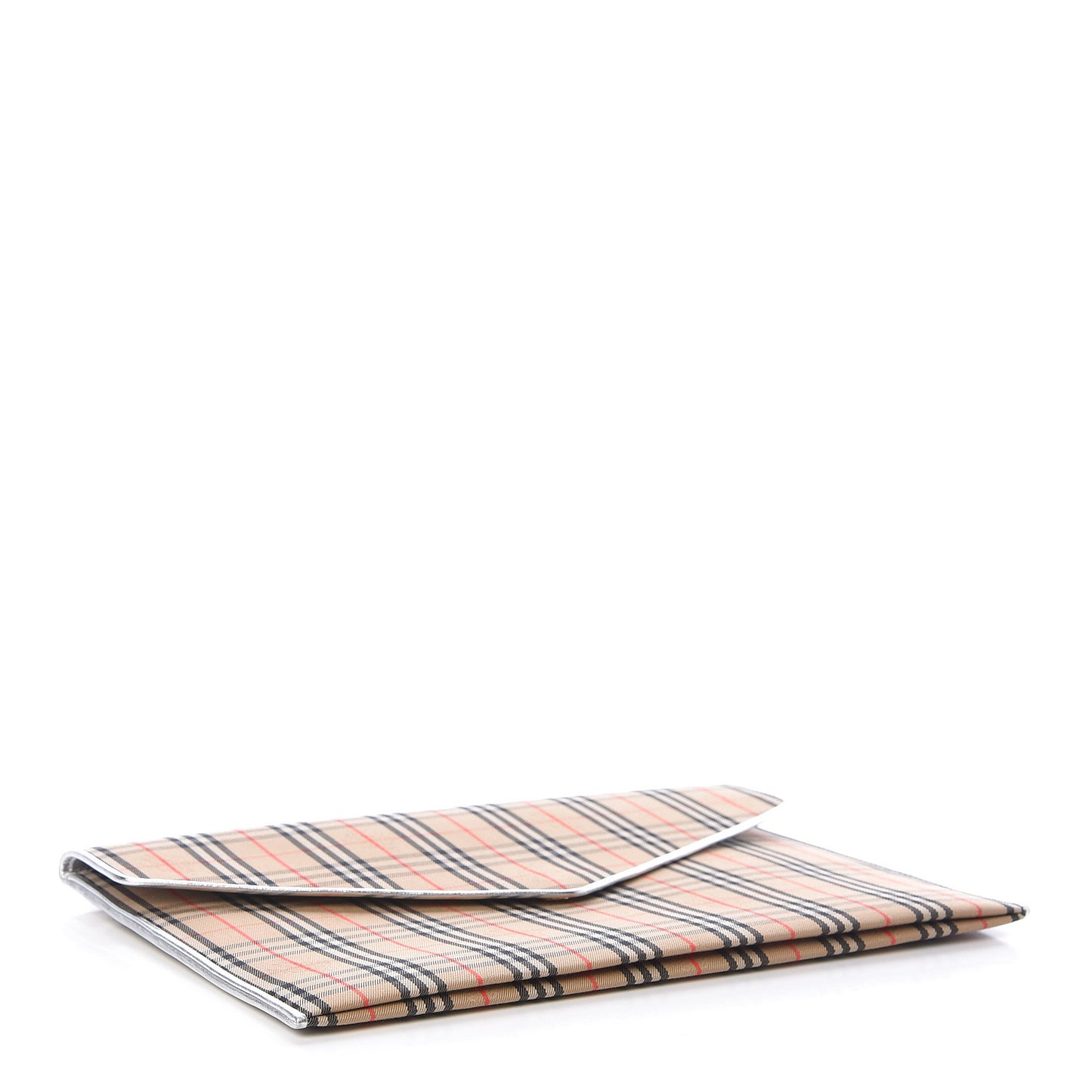 Canvas Smooth Calfskin 1983 Knight Check Envelope Clutch Silver