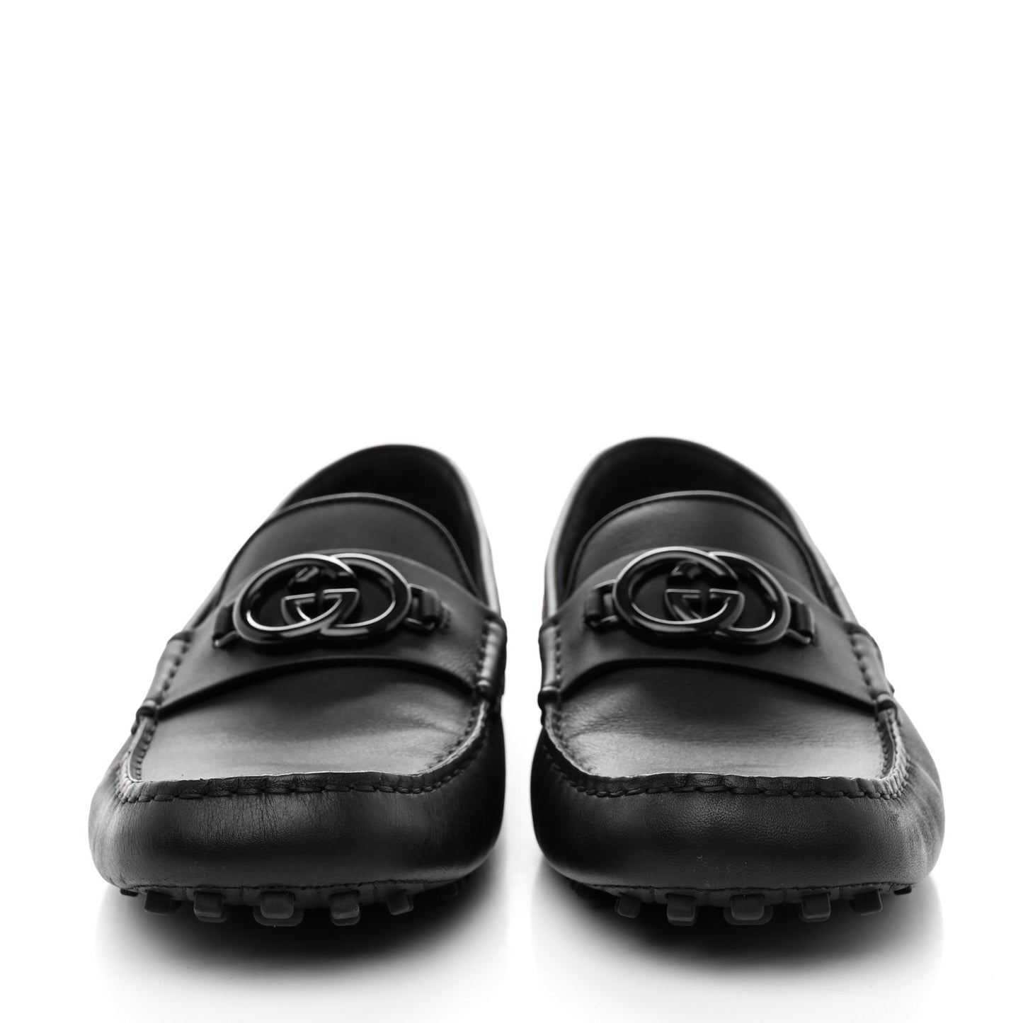 Soft Clove Calfskin Monochrome Mens Interlocking G Driver Loafers 10.5 Black