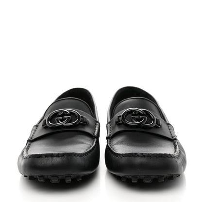 Gucci Soft Clove Calfskin Monochrome Mens Interlocking G Driver Loafers 10.5 Black 2 of 12