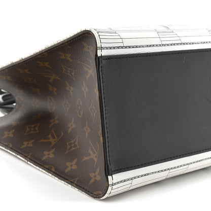 Louis Vuitton X FORNASETTI Calfskin Architettura Onthego MM Black White 9 of 17