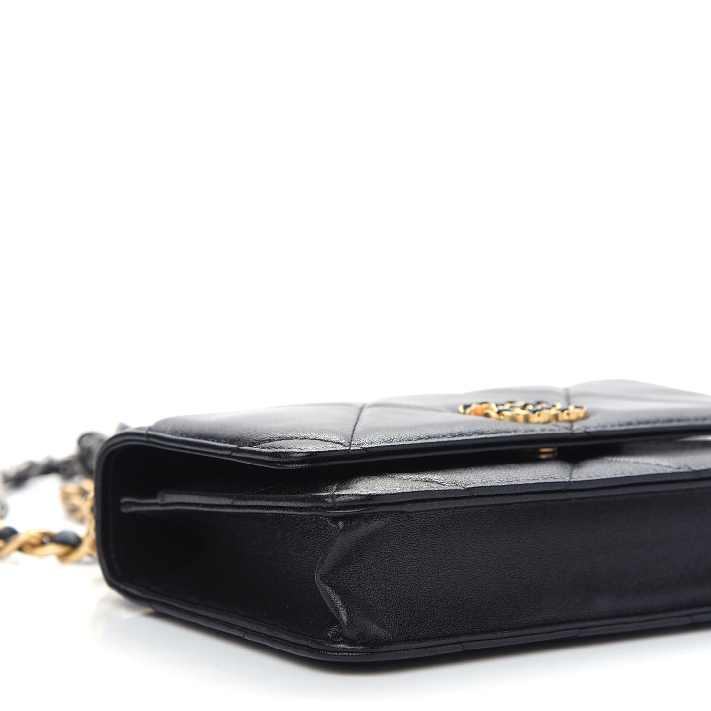 Lambskin Quilted Chanel 19 Wallet On Chain WOC Black