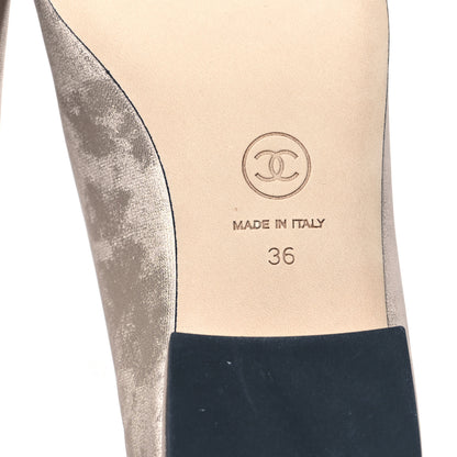 Chanel Laminated Lambskin Grosgrain Cap Toe CC Ballerina Flats 36 Copper Black 6 of 9