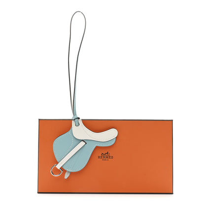 Hermes Swift Paddock Selle Horse Saddle Bag Charm Bleu Atoll White 4 of 4