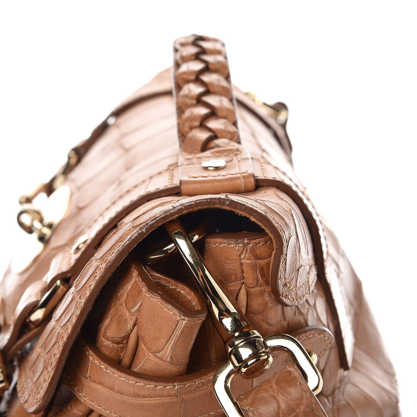 Calfskin Embossed Croc Medium Alexa Beige