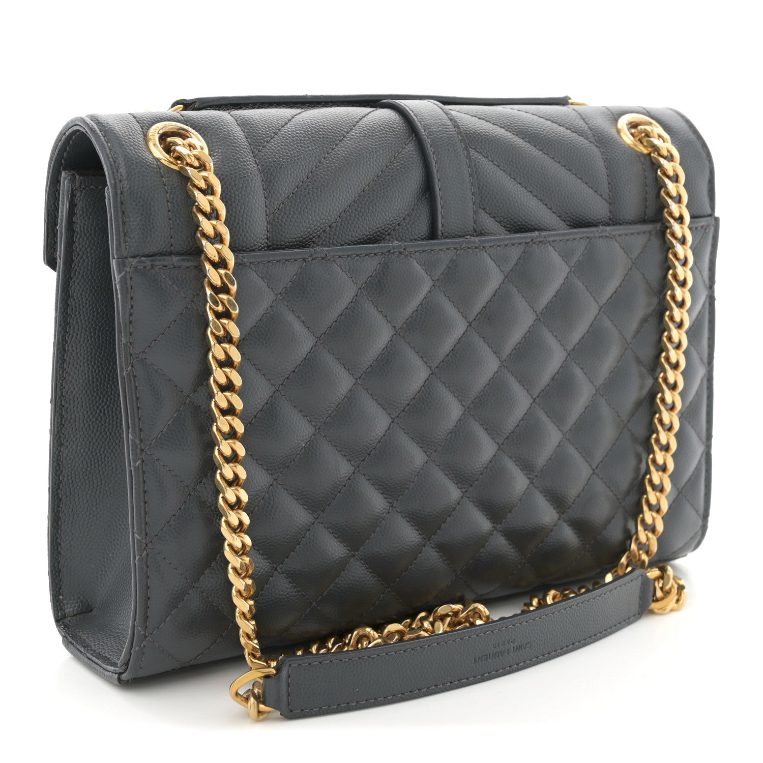 Saint Laurent Grain De Poudre Textured Mixed Matelasse Triquilt Medium Monogram Satchel Dark Tea 3 of 11