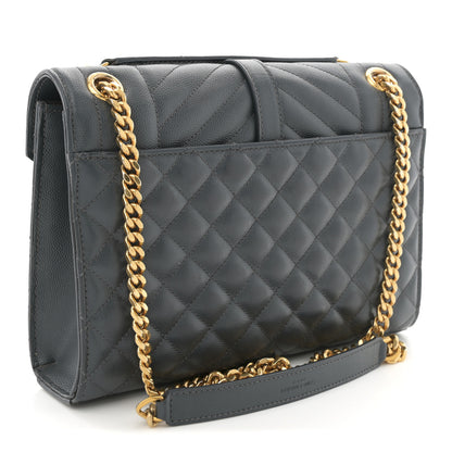 Saint Laurent Grain De Poudre Textured Mixed Matelasse Triquilt Medium Monogram Satchel Dark Tea 3 of 11
