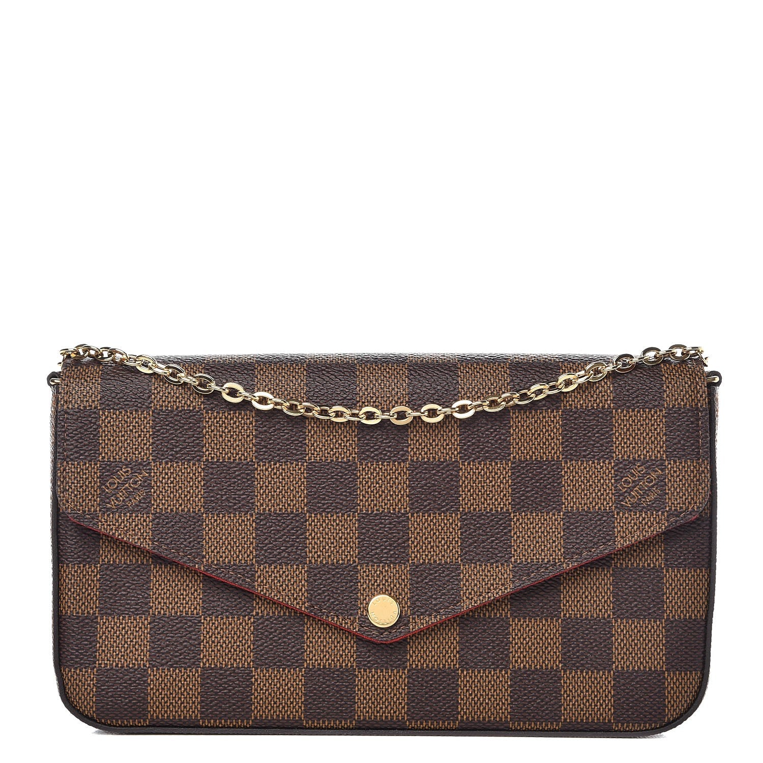 Louis Vuitton Damier Ebene Pochette Felicie Chain Wallet 1 of 11
