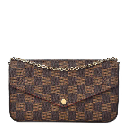 Louis Vuitton Damier Ebene Pochette Felicie Chain Wallet 1 of 11