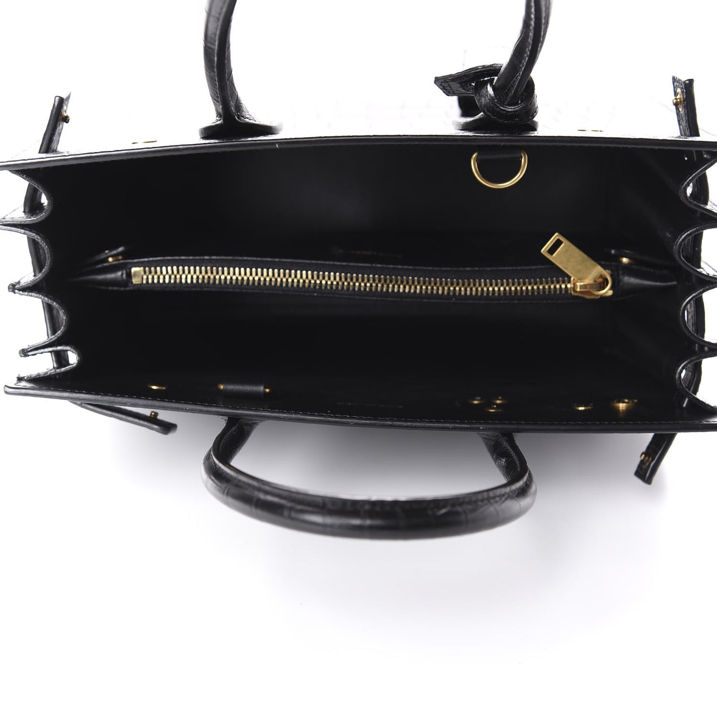 Calfskin Crocodile Embossed Baby Sac De Jour Black