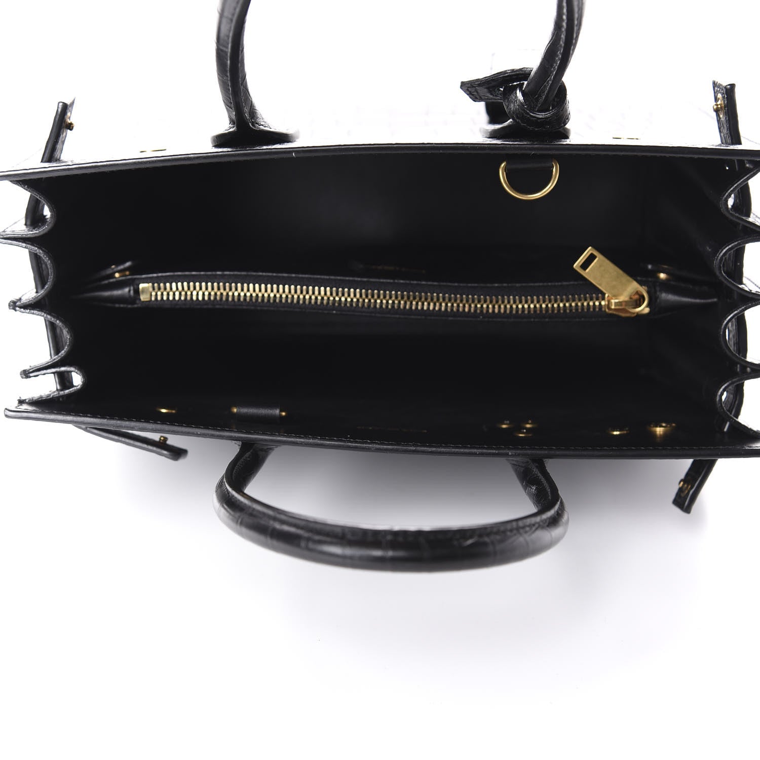 Saint Laurent Calfskin Crocodile Embossed Baby Sac De Jour Black 6 of 11