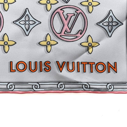 Louis Vuitton Silk Monogram Carre 45 Charmin Scarf  Blue 2 of 3