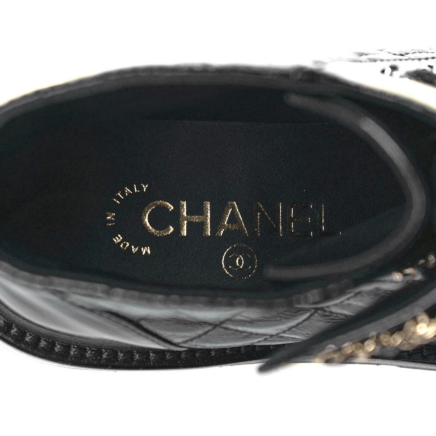 Chanel Shiny Calfskin Quilted Lace Up Combat Boots 36.5 Black 5 of 6