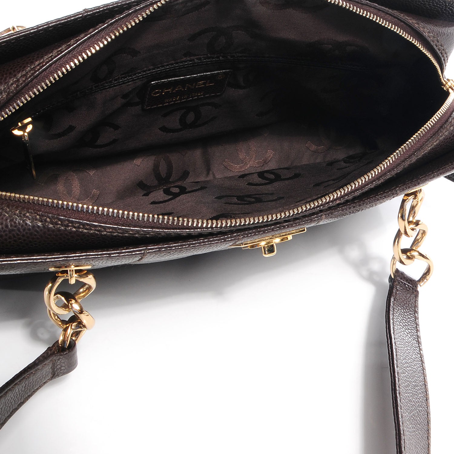 Chanel Caviar Square Stitched Shoulder Bag Brown 5 of 7