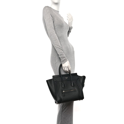 Celine Drummed Calfskin Micro Luggage Black 2 of 11