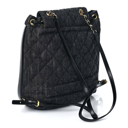 Chanel Denim Calfskin Quilted Backpack Dark Grey Black 3 of 9