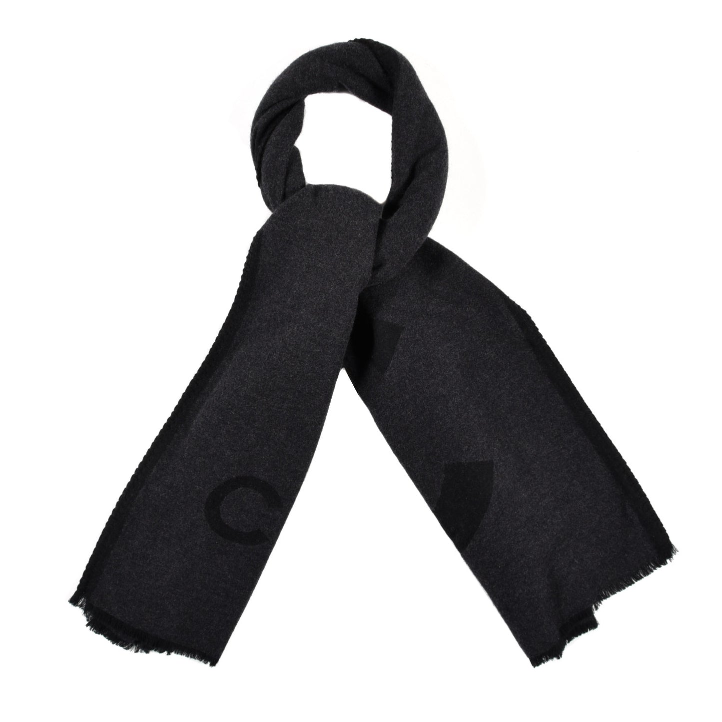 Cashmere Silk CC Logo Stole Black Dark Grey