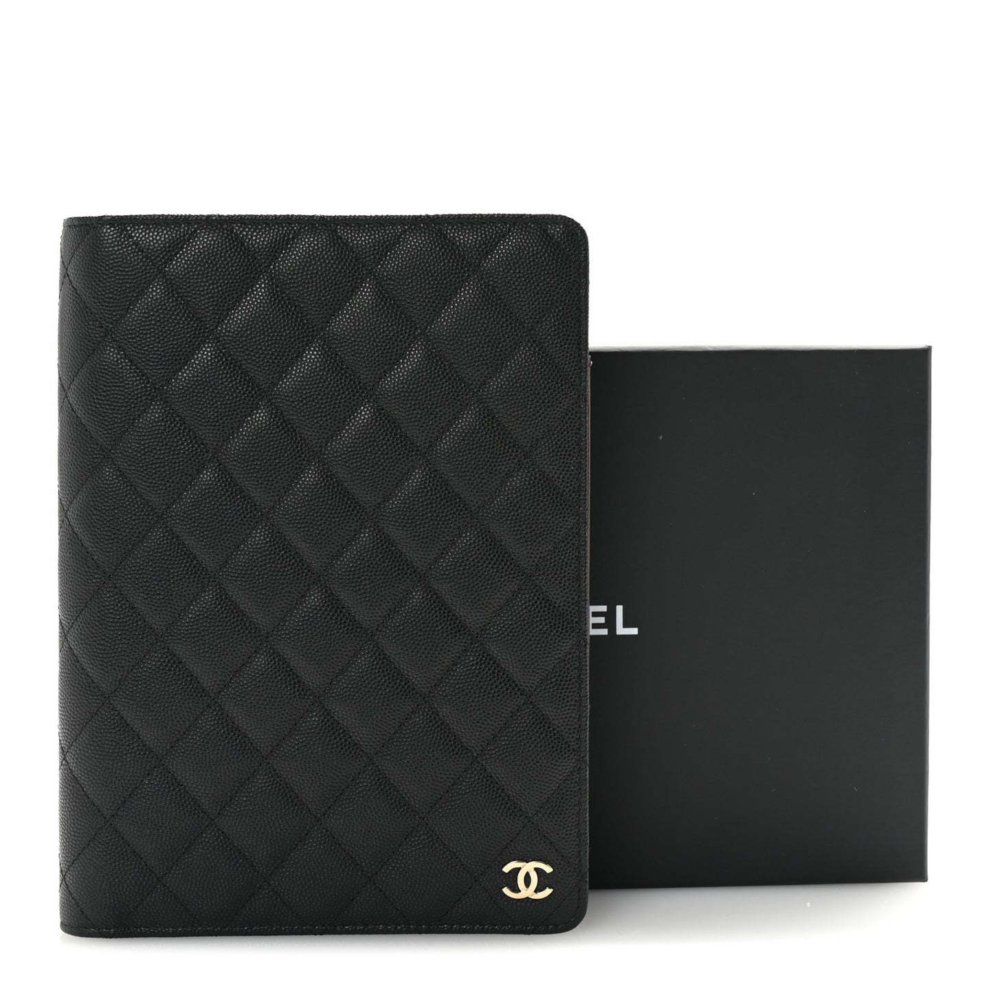 Caviar Quilted Large Agenda Cover Black