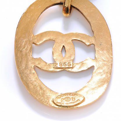 Chanel CC Oval Dangle Clip On Earrings Gold 2 of 3