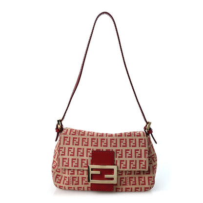 Fendi Zucchino Vitello Mini Mama Baguette Beige Rosso 1 of 10