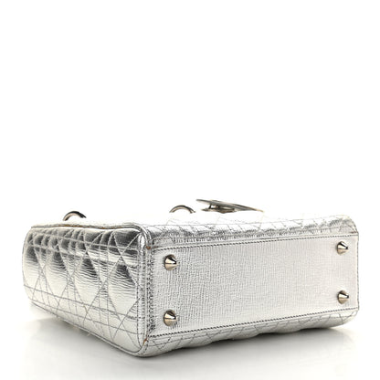 Christian Dior Metallic Grained Calfskin Cannage Small Lucky Badges My Lady Dior Silver 4 of 11