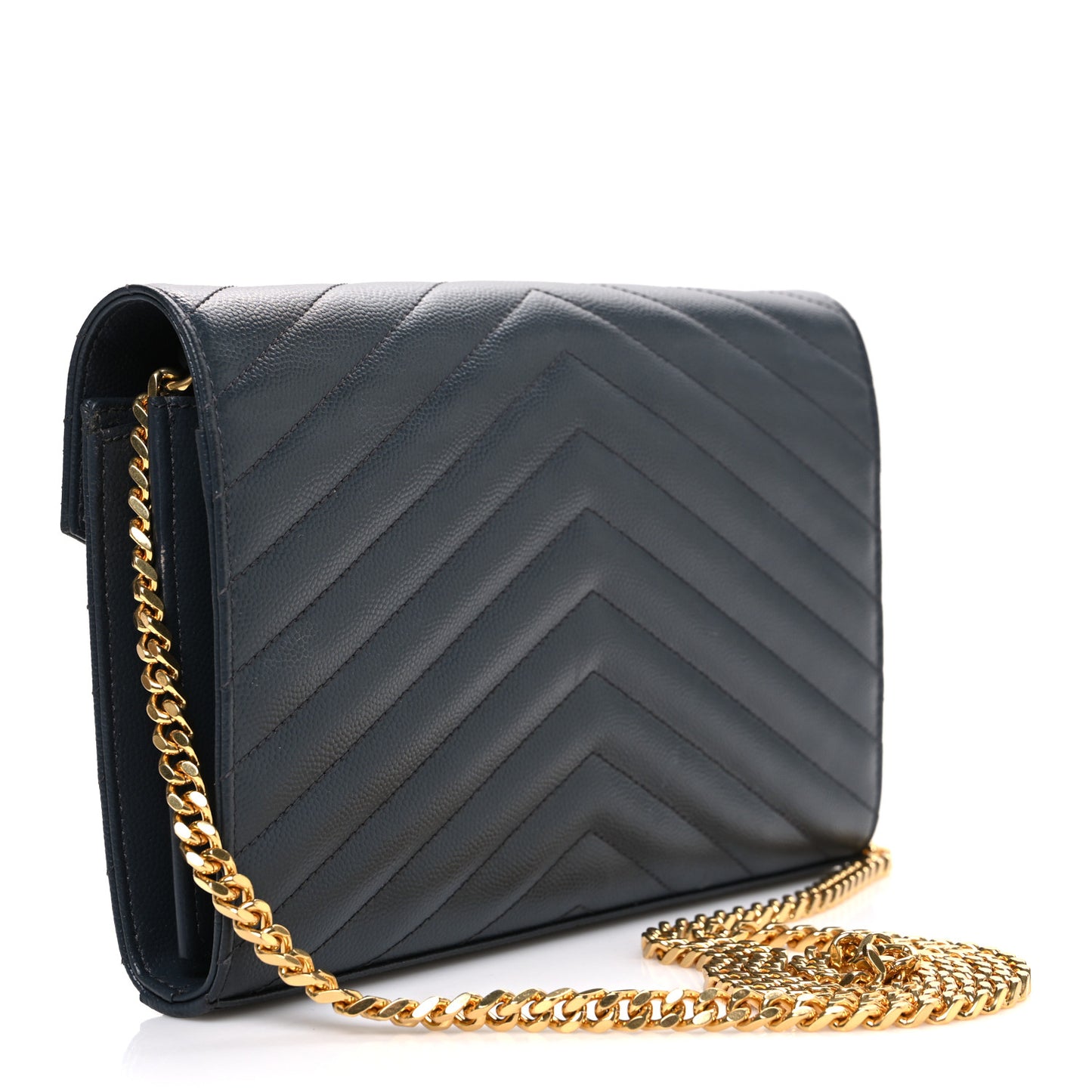 Grain De Poudre Matelasse Chevron Monogram Chain Wallet Pebble