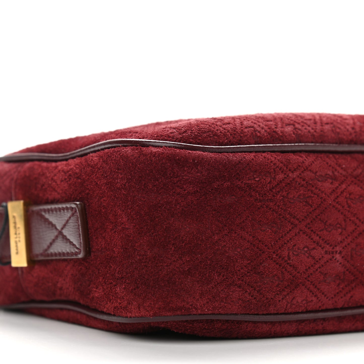 Suede Monogram All Over Camera Bag Burgundy