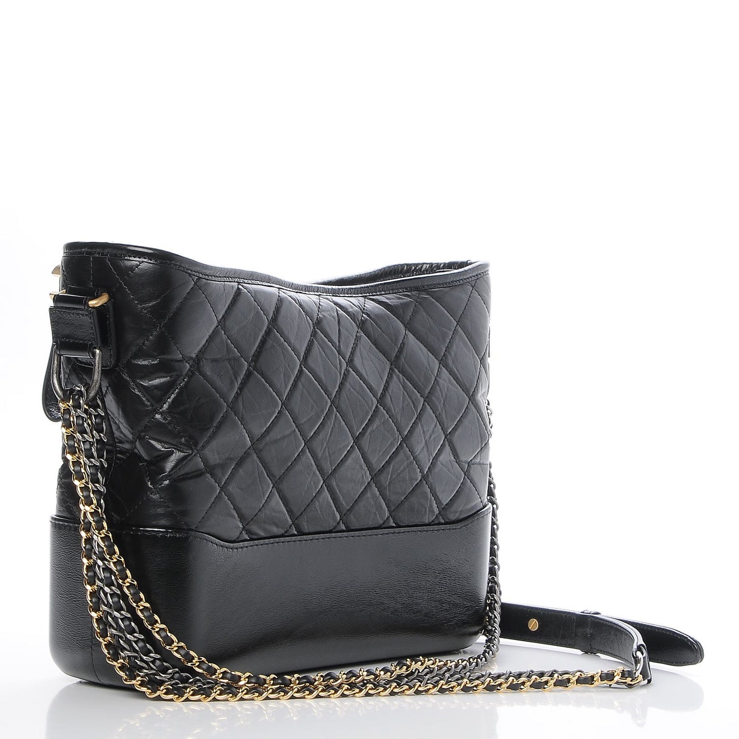 Aged Calfskin Quilted Medium Gabrielle Hobo Black
