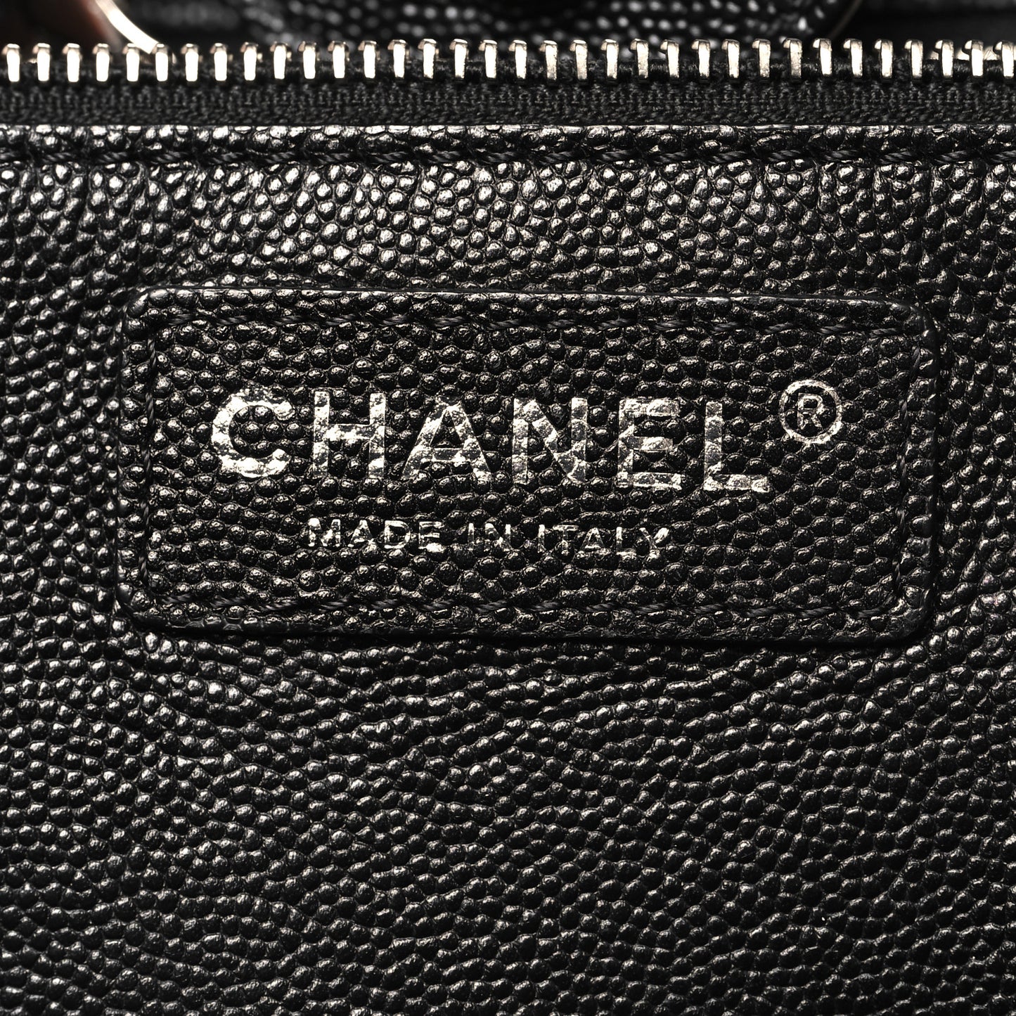 Caviar Stitched Large Shopping Tote Black
