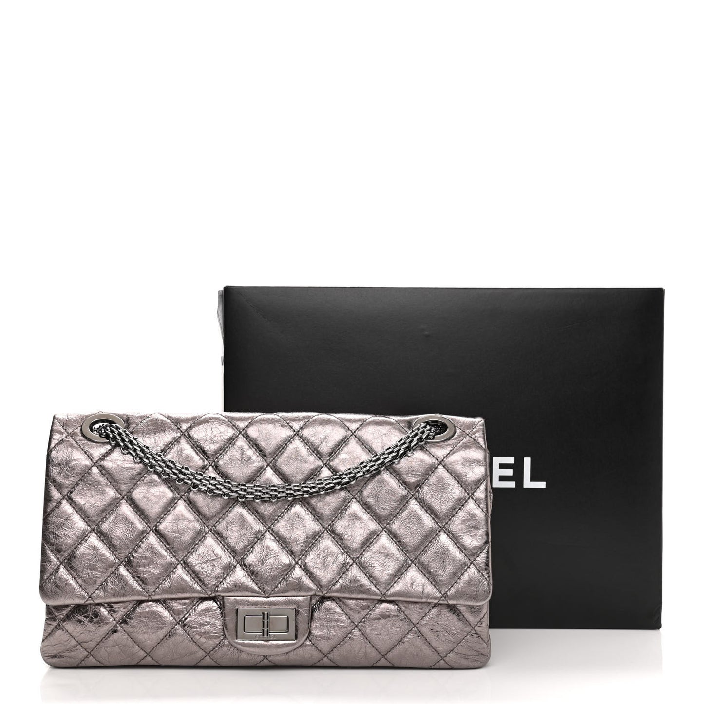 Metallic Aged Calfskin Quilted 2.55 Reissue 228 Flap Pewter