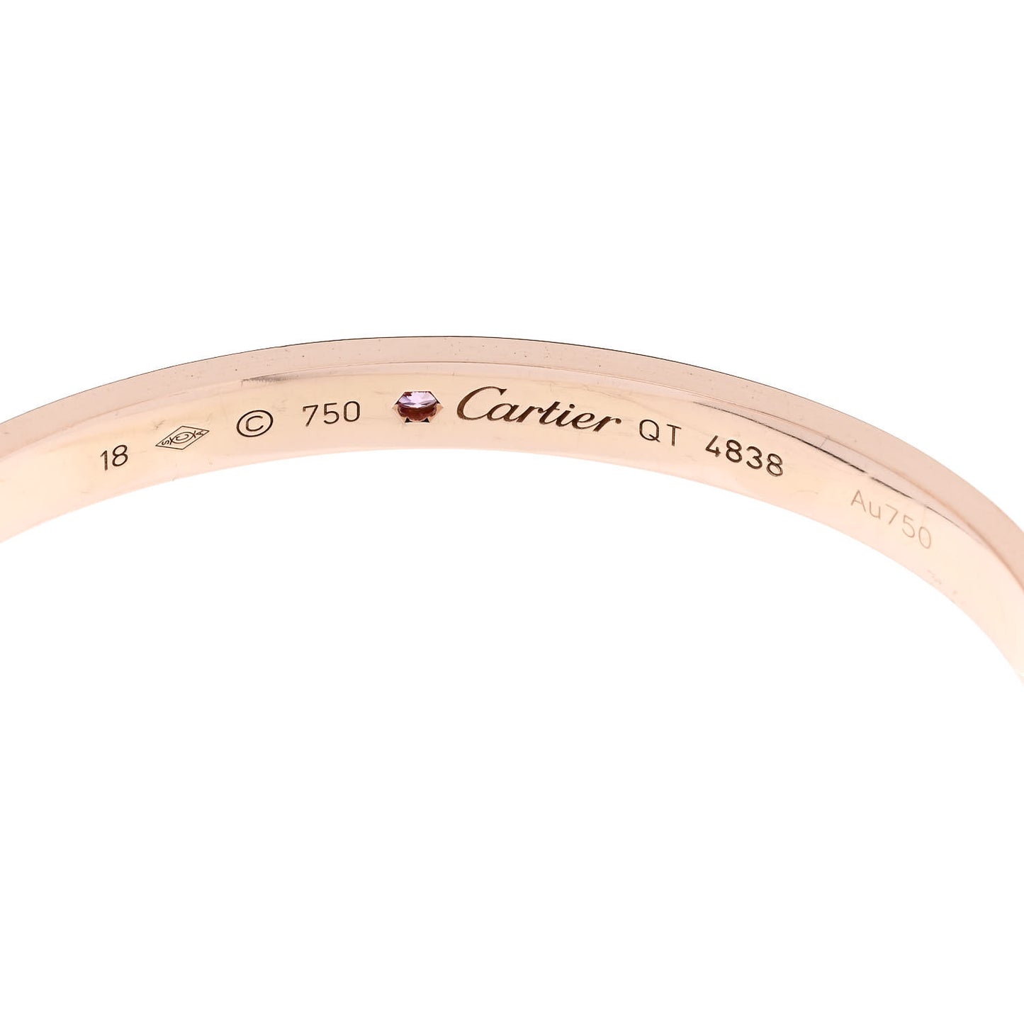 18K Pink Gold Pink Sapphire LOVE Cuff Bracelet 18