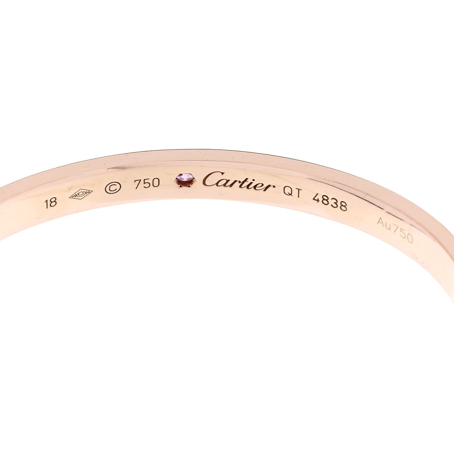 Cartier 18K Pink Gold Pink Sapphire LOVE Cuff Bracelet 18 3 of 3