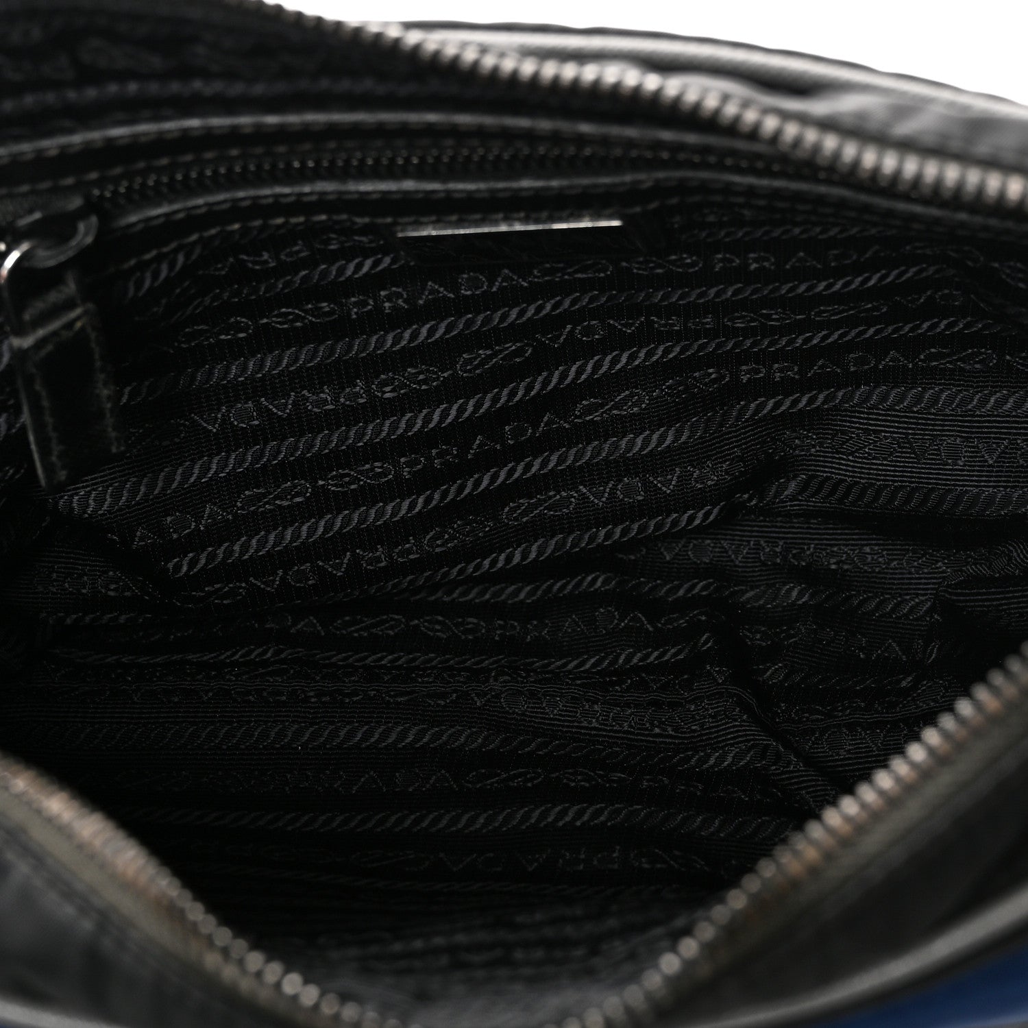 Prada Tessuto Nylon Saffiano Pocket Single Snap Buckle Messenger Flap Bag Black Bleuette Marmo 5 of 9