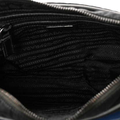 Prada Tessuto Nylon Saffiano Pocket Single Snap Buckle Messenger Flap Bag Black Bleuette Marmo 5 of 9