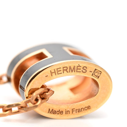 Hermes Lacquered Rose Gold Mini Pop H Pendant Necklace Black 4 of 7