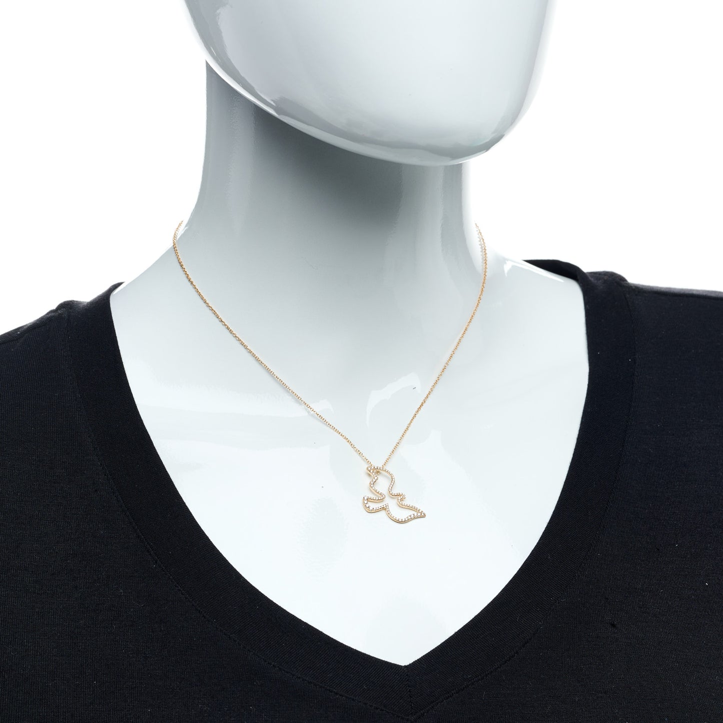 18K Rose Gold Diamond Paloma's Dove Pendant Necklace