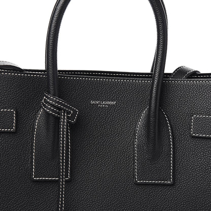 Saint Laurent Grained Calfskin Topstitch Small Sac De Jour Black Porcelain 8 of 8