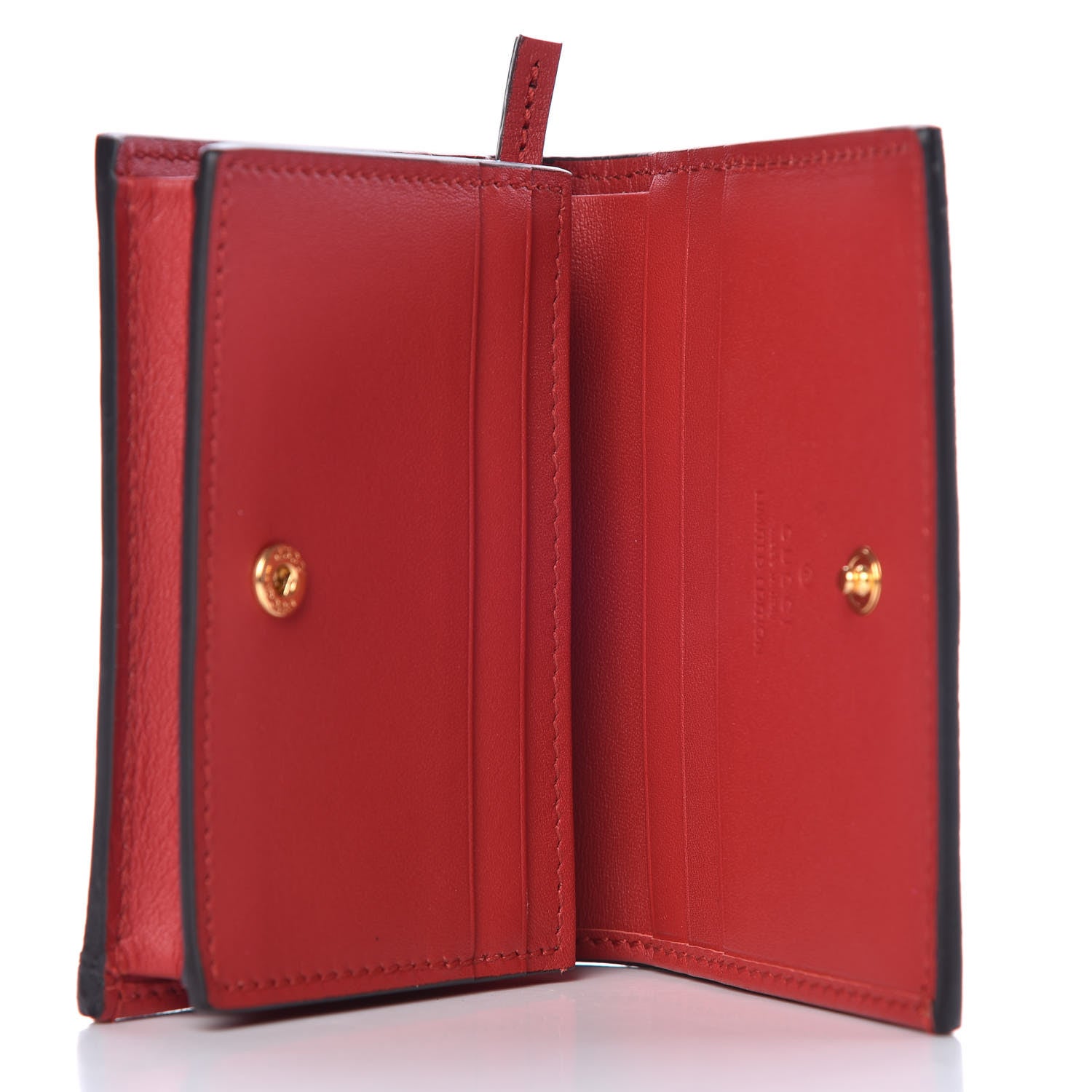 Gucci GG Supreme Monogram Bosco Patch Card Case Wallet Beige Malva Hibiscus Red 5 of 8