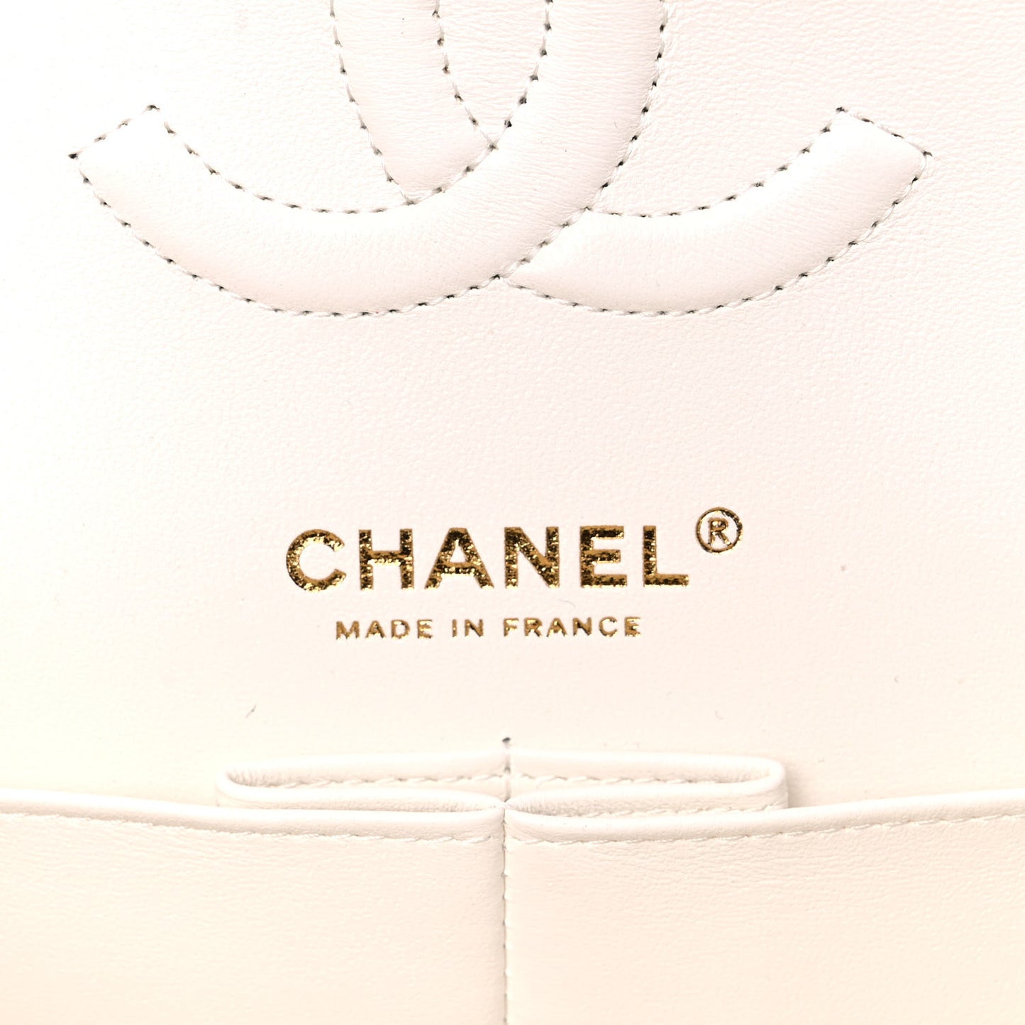 Caviar Quilted Medium Double Flap White