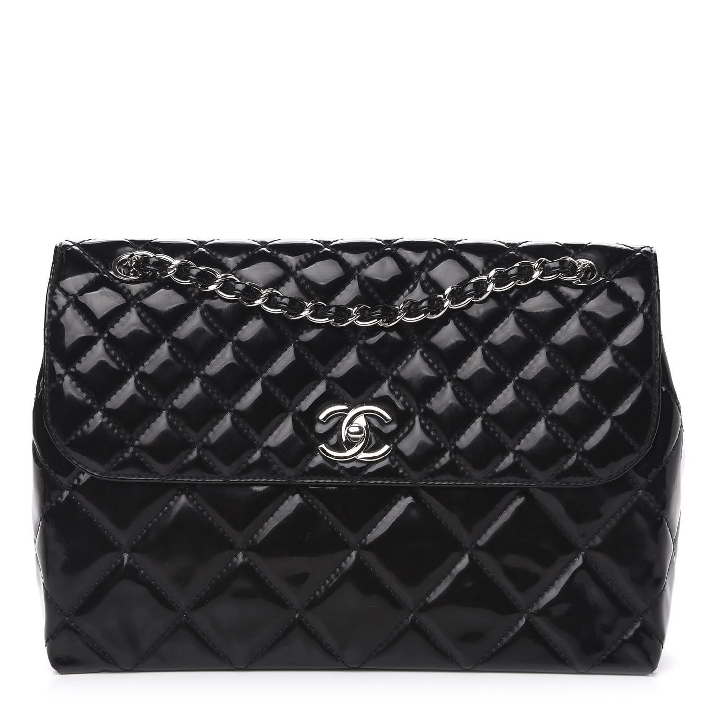 Vinyl Quilted In the Business Flap Bag Black