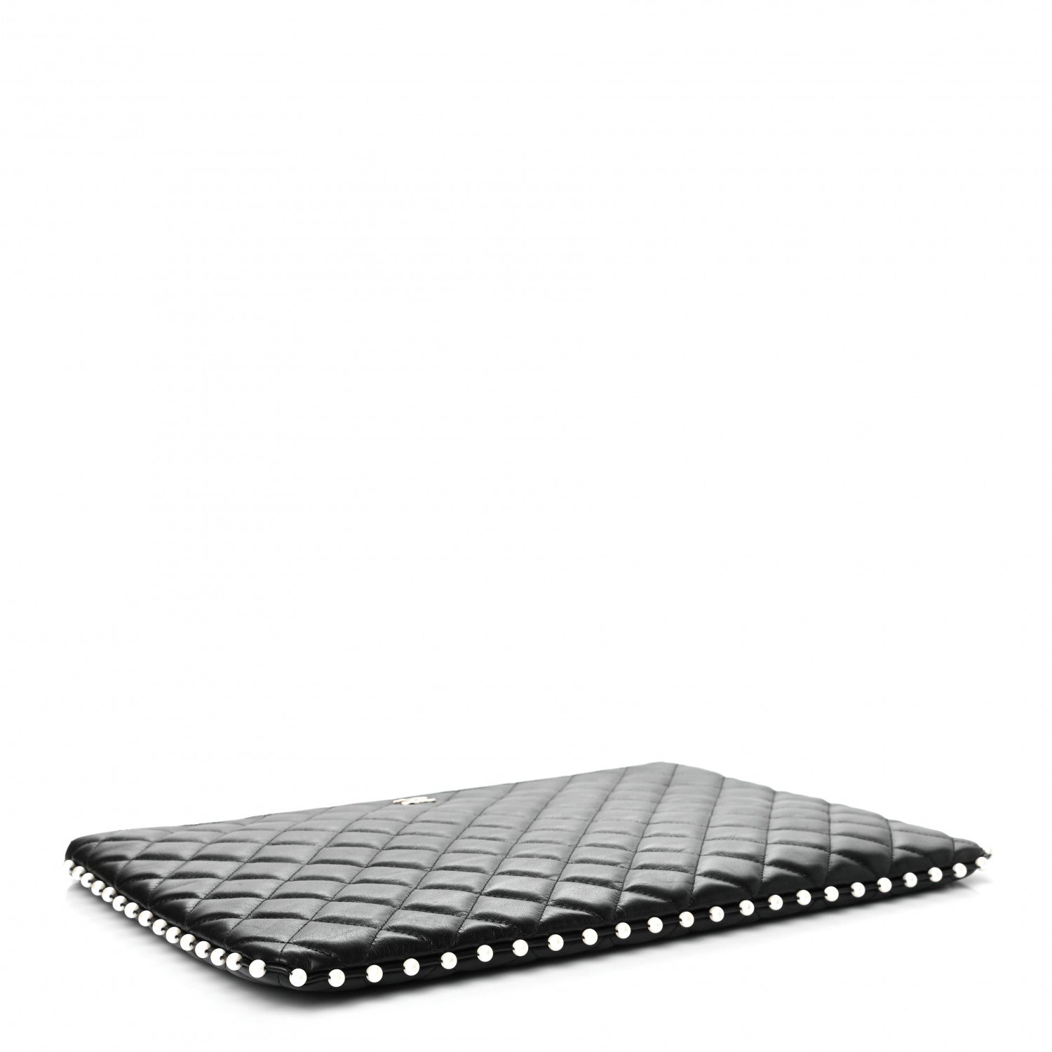 Chanel Calfskin Quilted Pearl Large Cosmetic Case Black 4 of 7