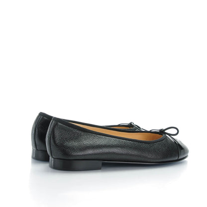 Chanel Caviar CC Cap Toe Ballerina Flats 39 Black 4 of 7