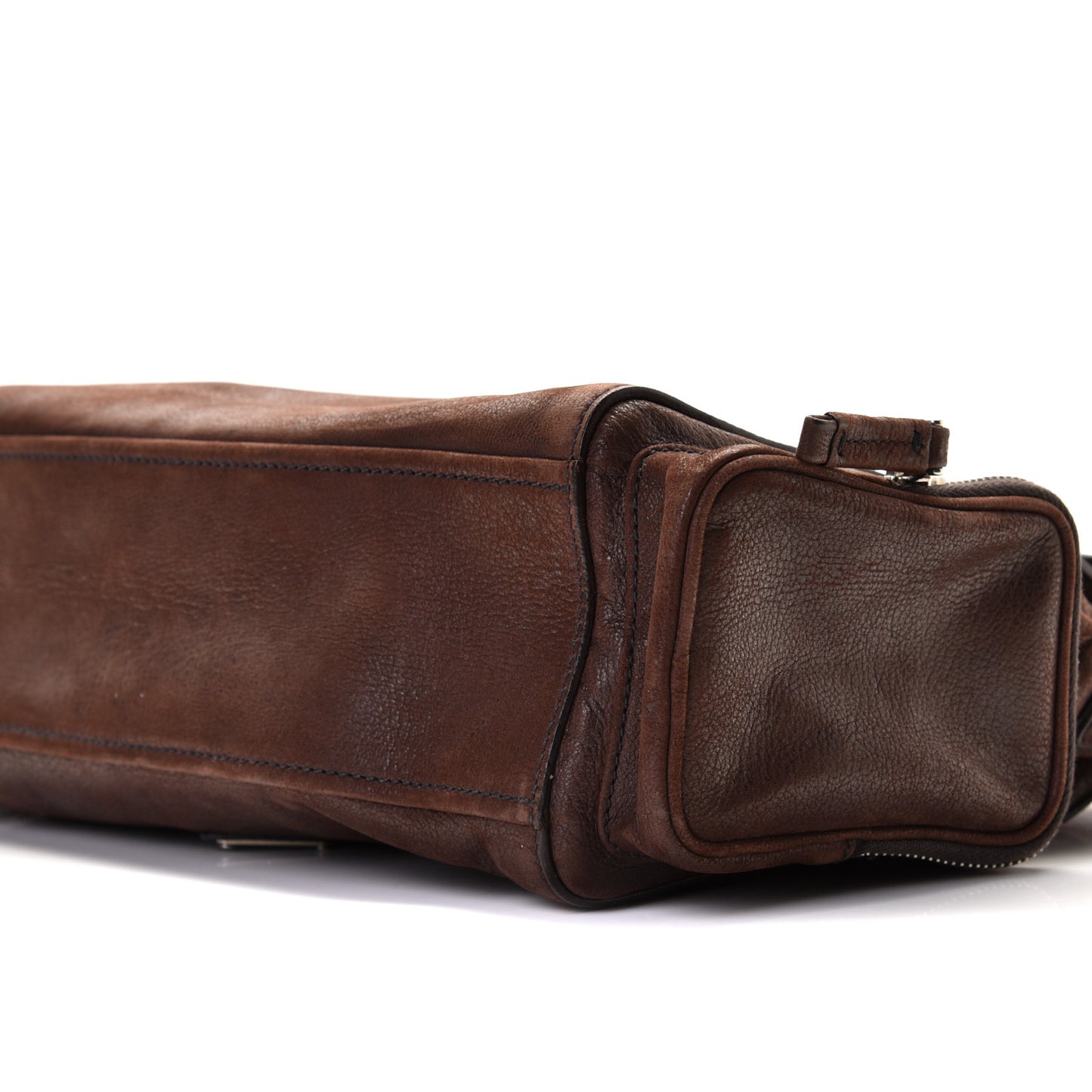 Vitello Daino Pushlock Shoulder Bag Brown