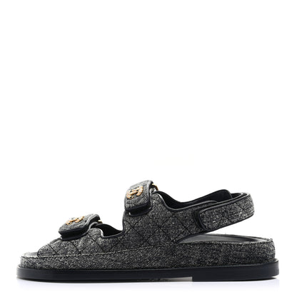 Chanel Denim Quilted Dad Sandals 36 Grey 1 of 8