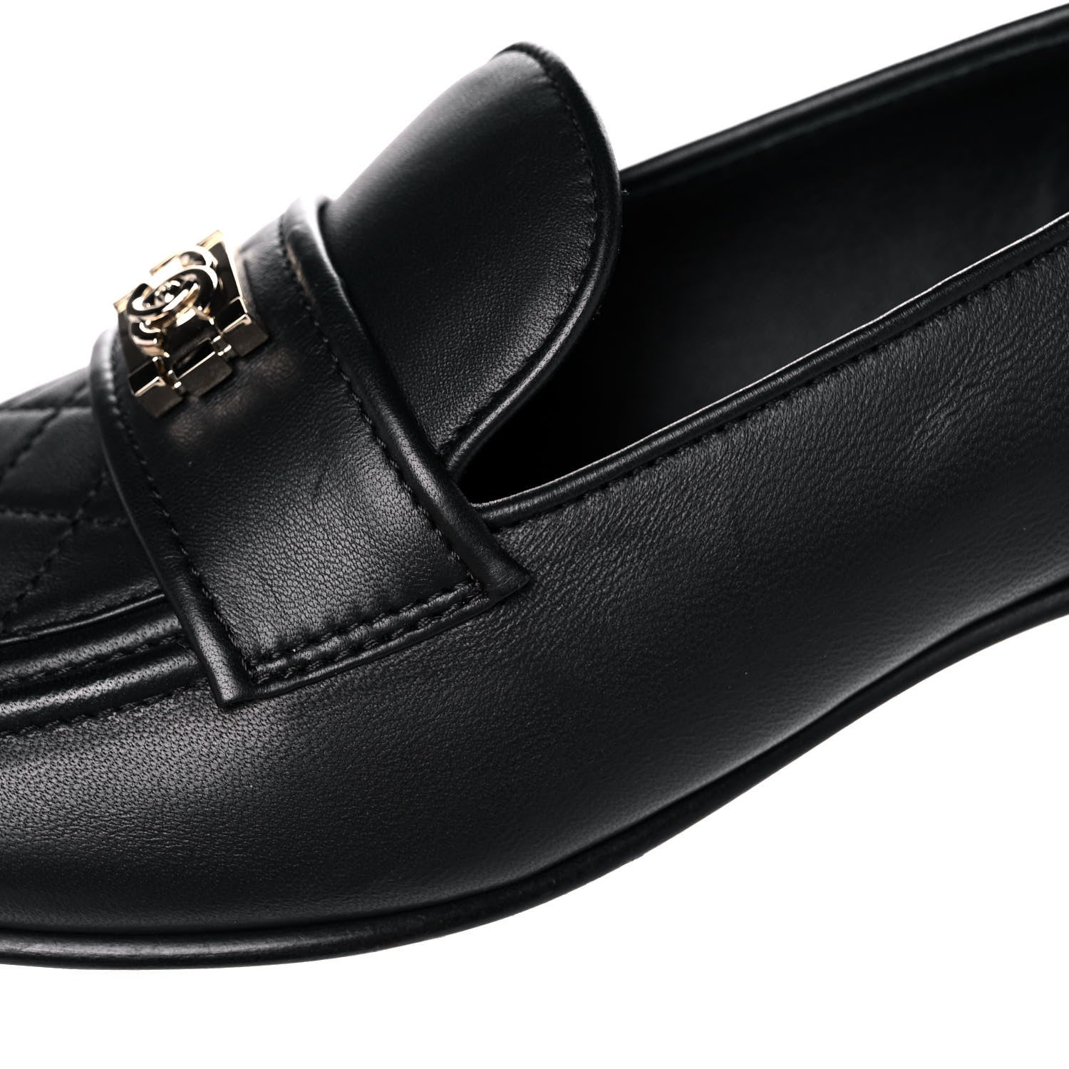 Chanel Lambskin Quilted Womens CC Loafers 39.5 Black 10 of 11
