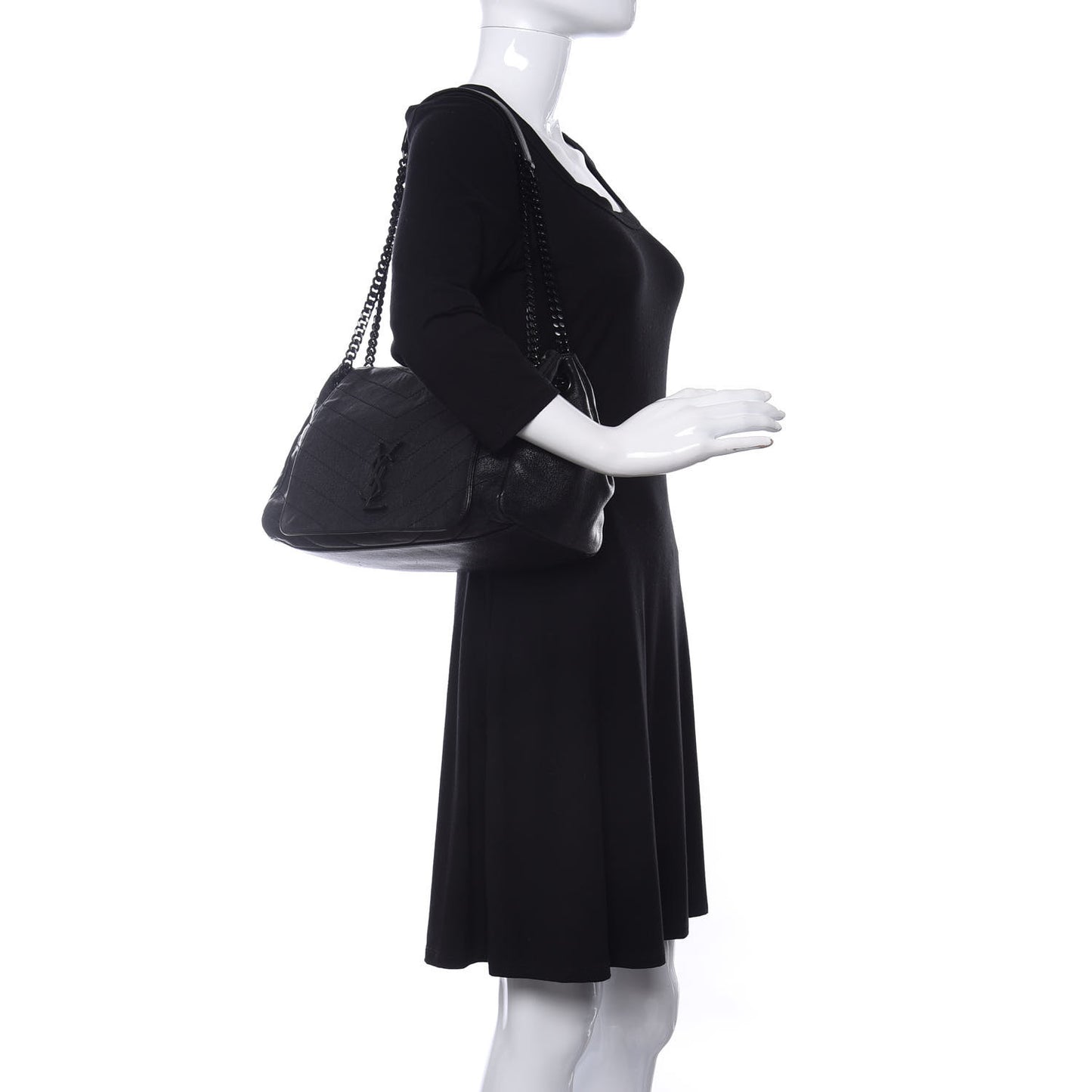 Lambskin Chevron Monogram Medium Nolita Black