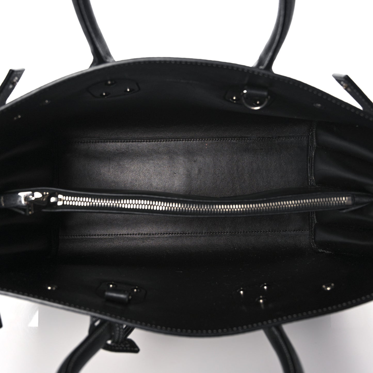 Grained Calfskin Topstitch Small Sac De Jour Black Porcelain